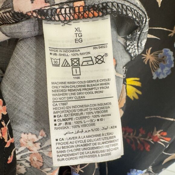 Old Navy Dark Cottage Shift Dress XL Y2K Black Floral Fairy Grunge Flowy - Picture 11 of 13